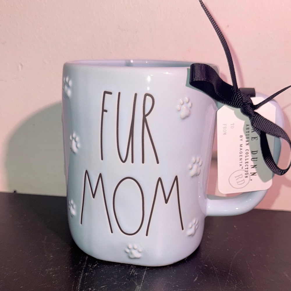 Rae Dunn Light Blue Fur Mom Mug